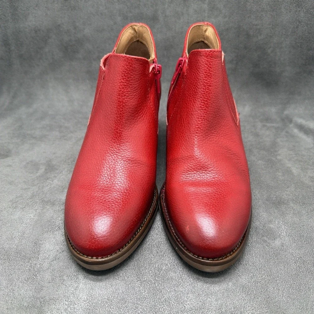 Miz Mooz Leather Heeled Ankle Daveena Boot Red Size 36